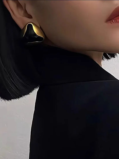 Brass Metal Circular Triangular Enamel Drop Oil Stud Earring for Women Girls Jewelry   New Retro Exaggerate